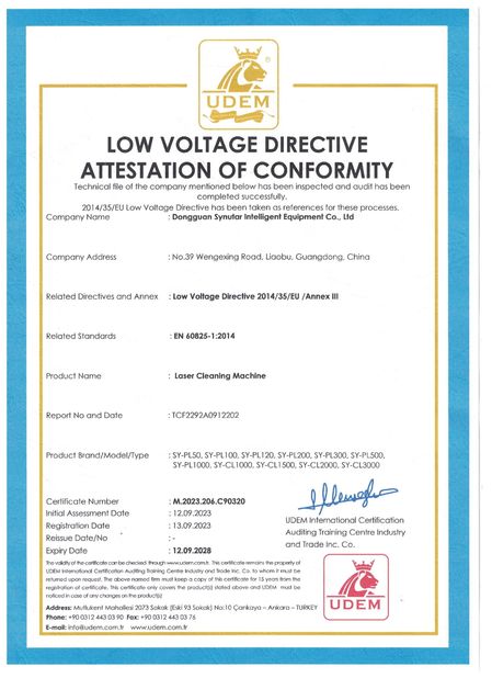 ประเทศจีน Dongguan Synutar Intelligent Equipment Co., Ltd. รับรอง